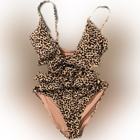 aerie Swim Nwt Aerie Cheetah Wrap One Piece Bathing Suit Poshmark